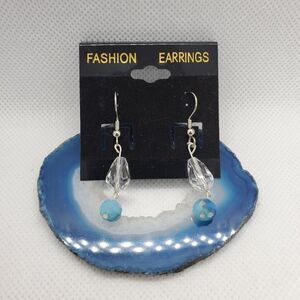 NWT Fashion Earrings Clear & Blue Dangling Earring
